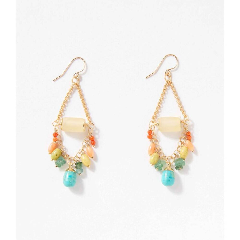 NEW ANNE VAUGHAN women's charm cluster earrings in gold/turquoise